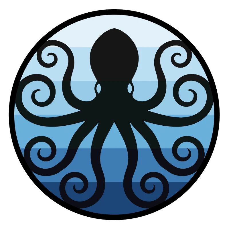 Black octopus in the ocean