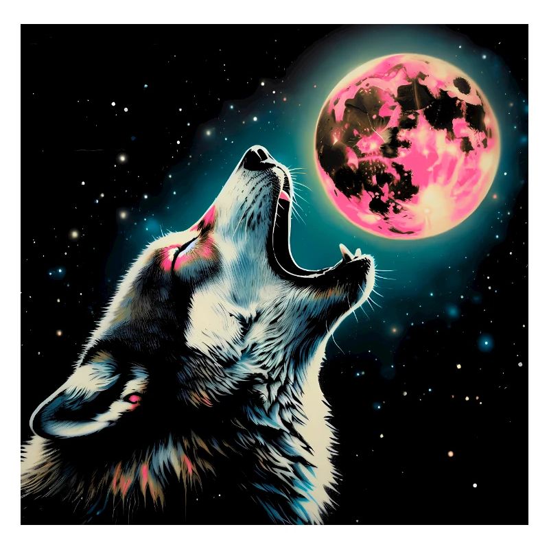 Wolf howls at the Full Moon