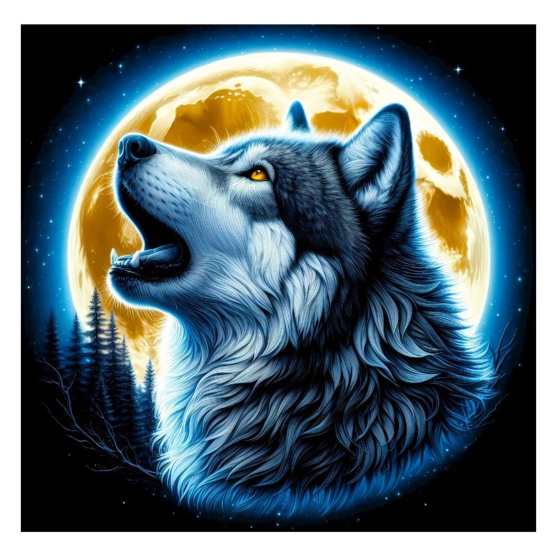 Wolf howls at the Full Moon