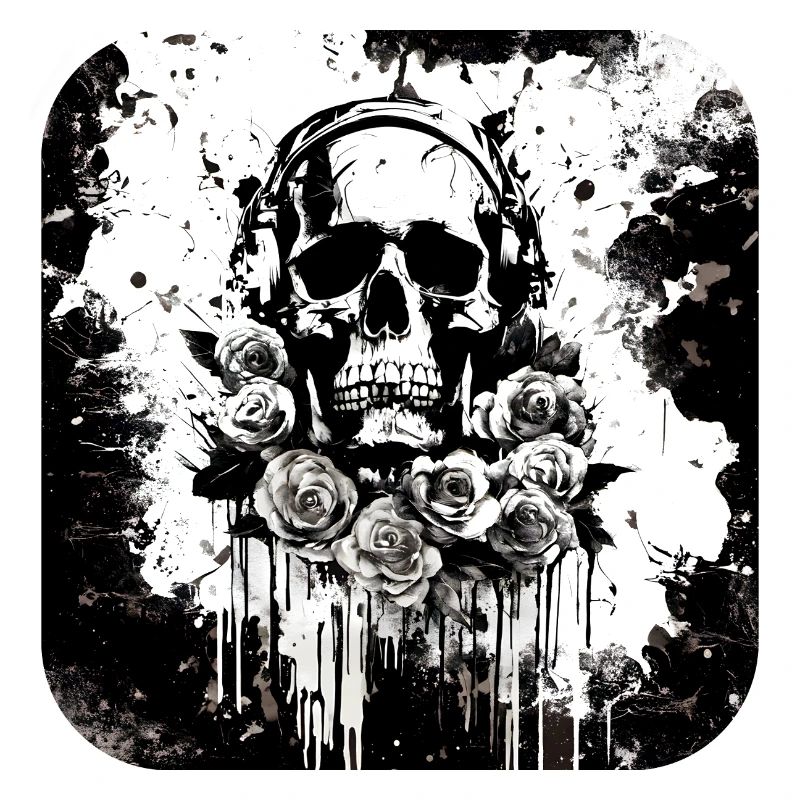 Roses crâne avec casque