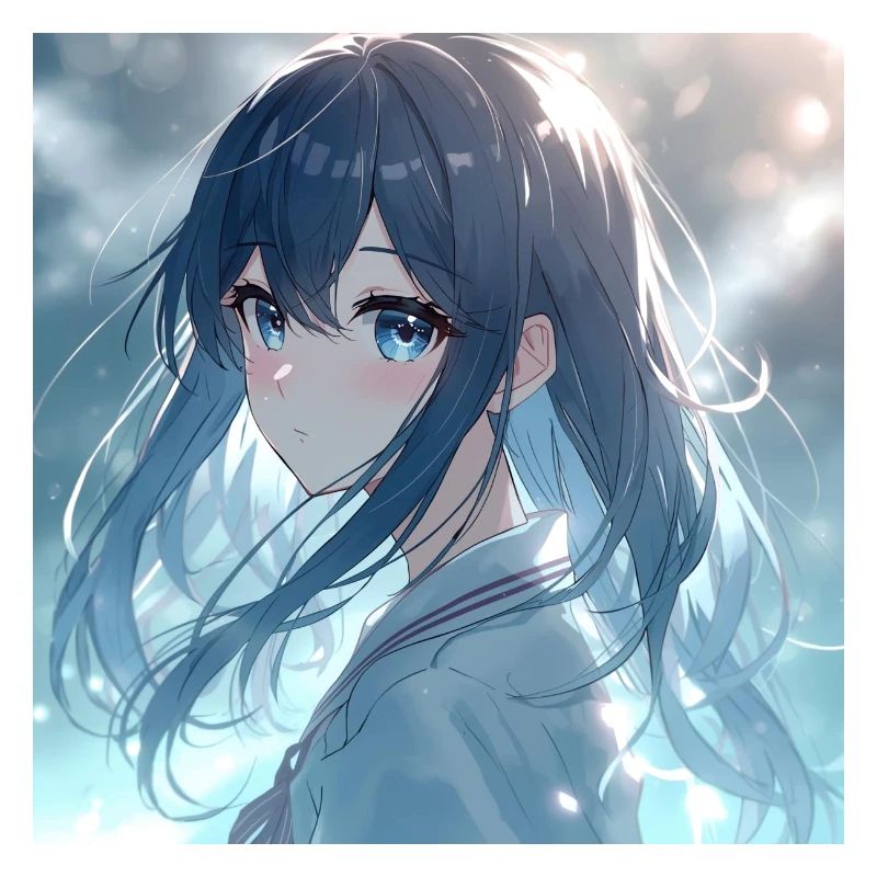 Blue Night Light Anime Portrait