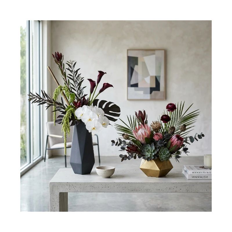 Geometric Blossoms Vases - Modern Art