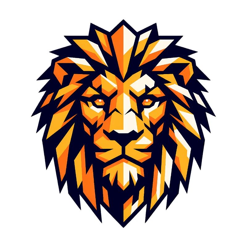 Geometric Lion Orange Black