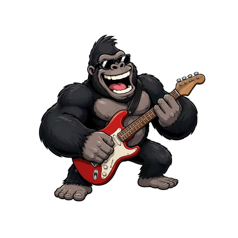 Gorilla mit Gitarre