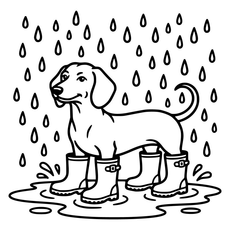 dackel im regen witzig gummistiefel