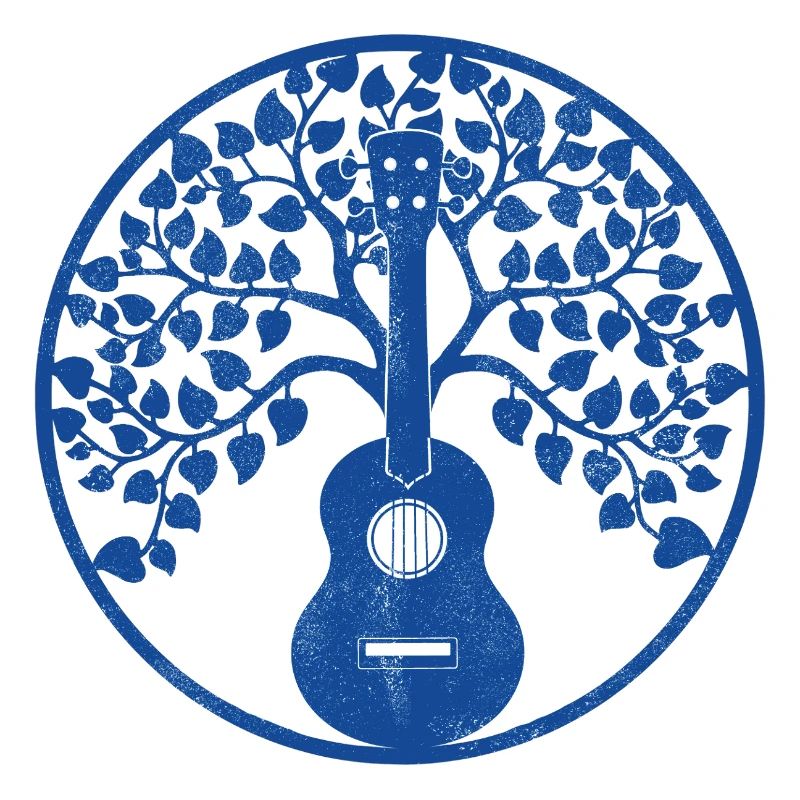 Ukulele tree mandala blue