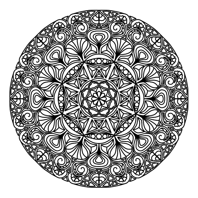 Jugendstil Mandala schwarz-weiß