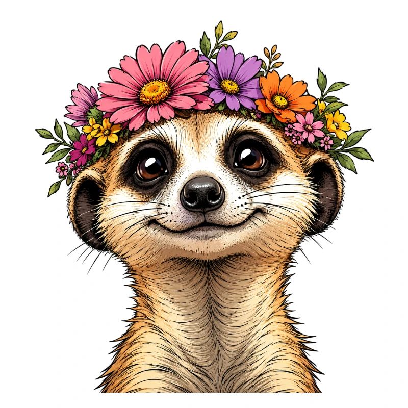 Erdmännchen mit Blumenschmuck 