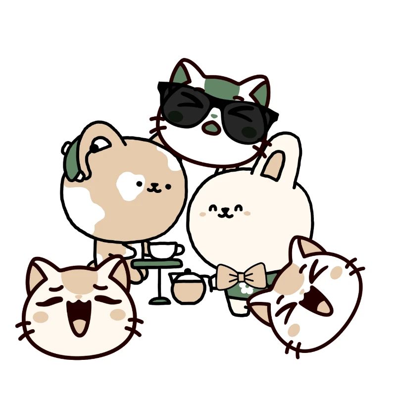 Kawaii Kaffeepause: Katze mit Hörgerät