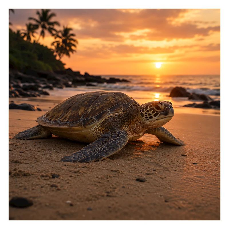 Sunset sea turtle