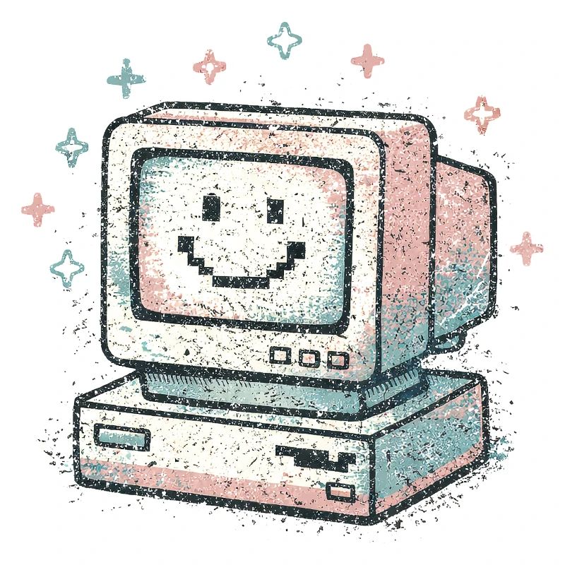 Cute Retro Computer Vintage 80s Tech Style