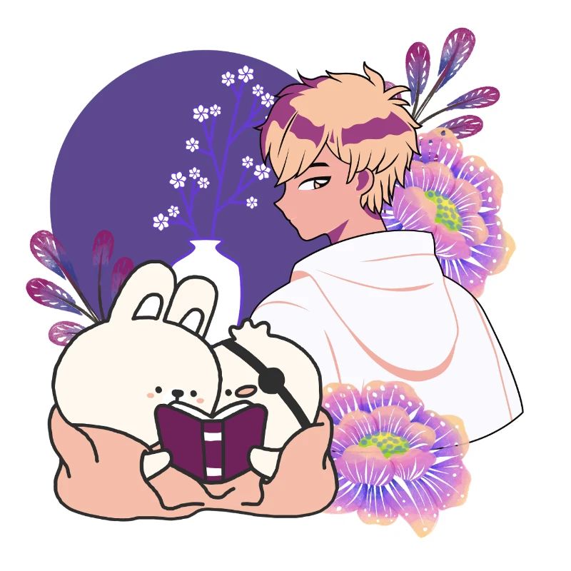 Anime Boy et Animaux avec un dessin cache-œil