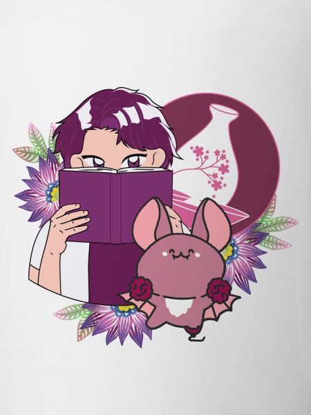 Manga-Leser, Sake und Fledermaus mit Prothese
