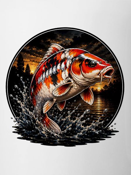 Red White Koi Carp Sunset Design