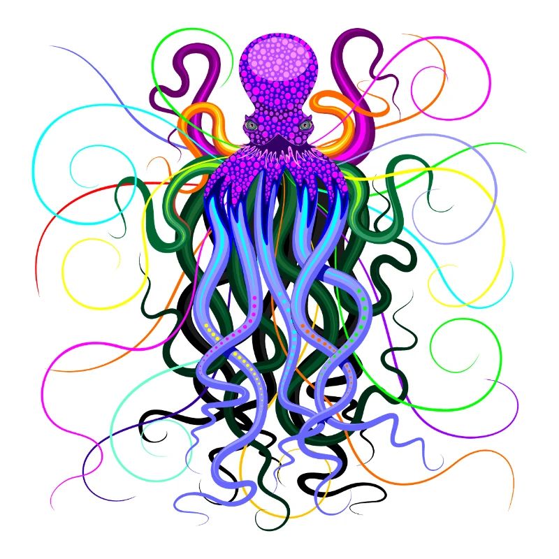 Octopus Trippy Psychedelic Deep Ocean Creature