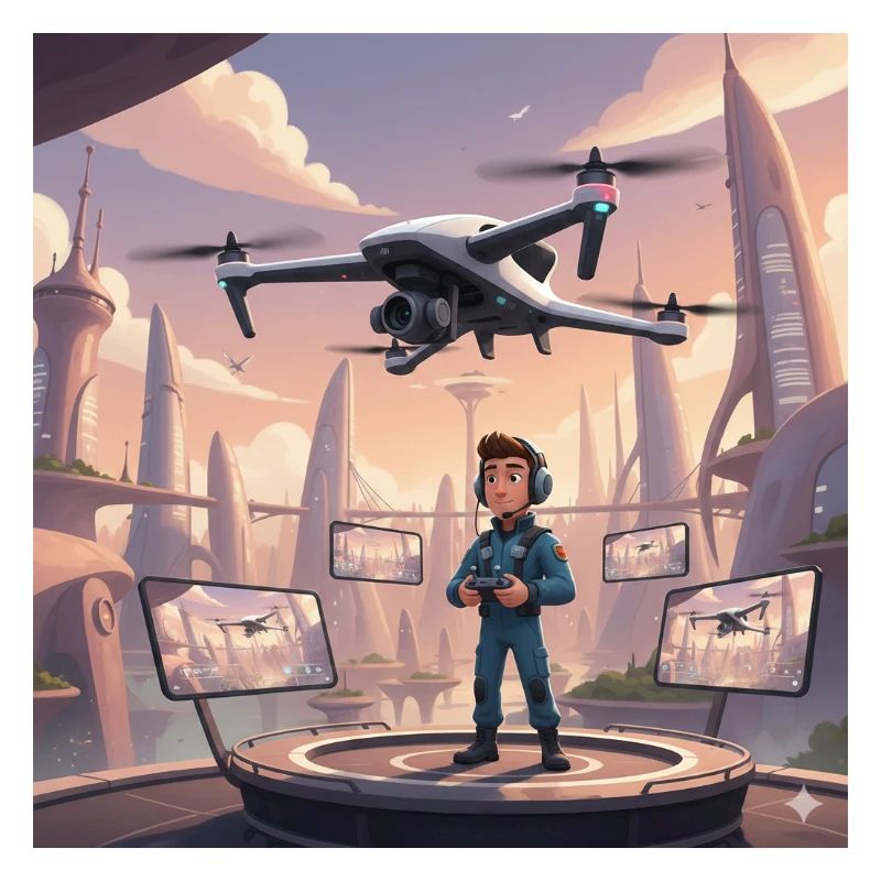 Drone Pilot in Neon Town