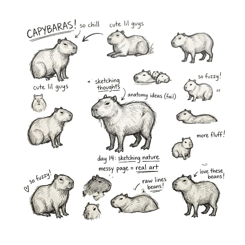 Parade de croquis de capybara