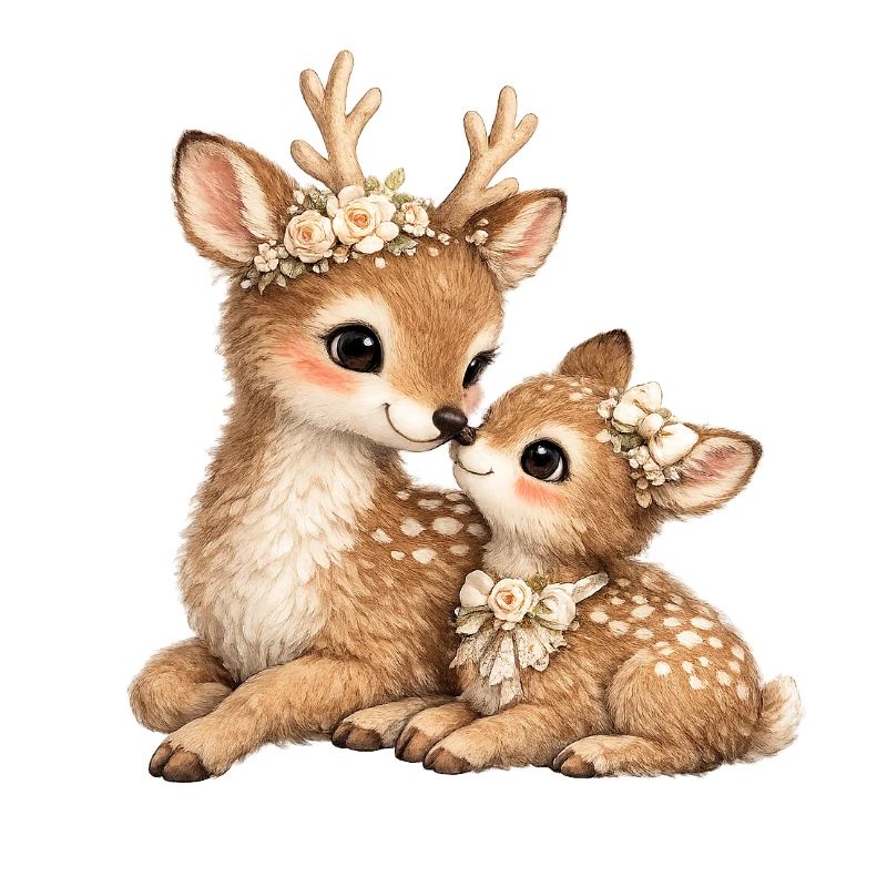 Maman Cerf et son bébé