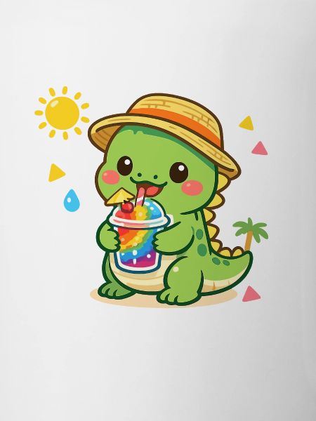 Sunny dinosaur with iced drink