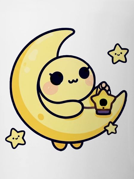 Moonlit Cute Moon with Star Lantern