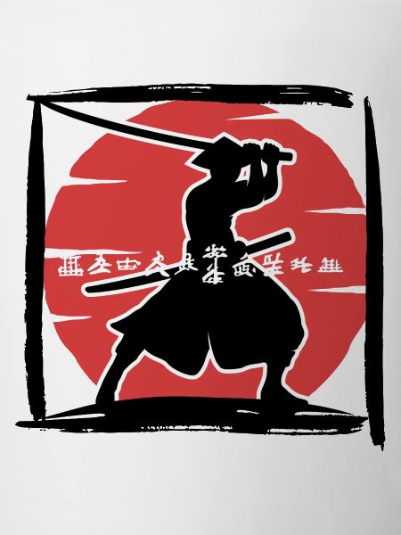 Samurai Silhouette Under Red Sun