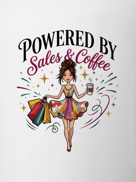 Powered By Sales & Coffee White Woman