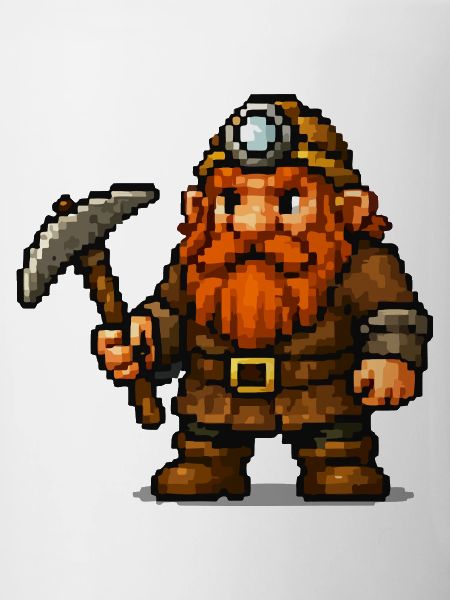 Pixel Zwerg mit Spitzhacke