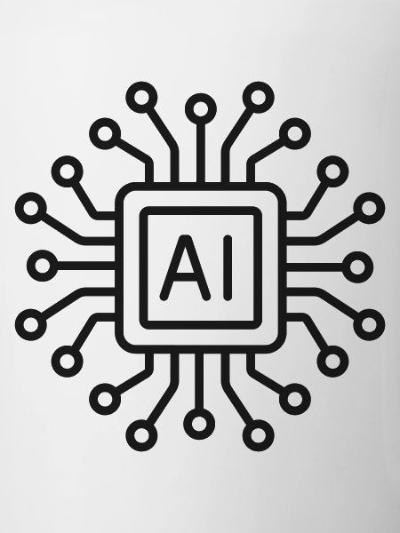 KI-Schaltkreis-Mikrochip-Liniensymbol
