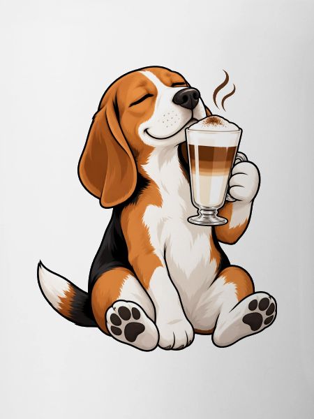 Beagle mit Latte Macchiato