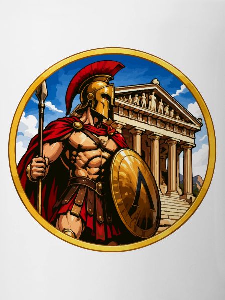 Spartaner Gladiator vor Tempel