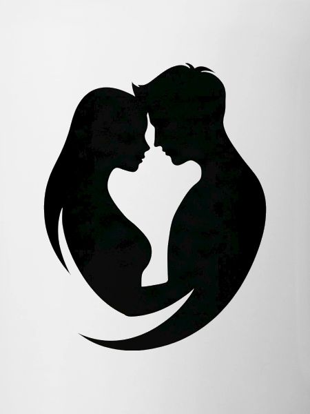 Paar-Silhouetten-Umarmung
