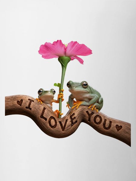 Froschliebe unter rosa Blüte