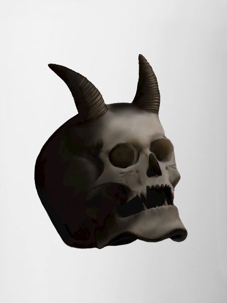 Dunkler Totenkopf mit Hörnern - Dämonenschädel