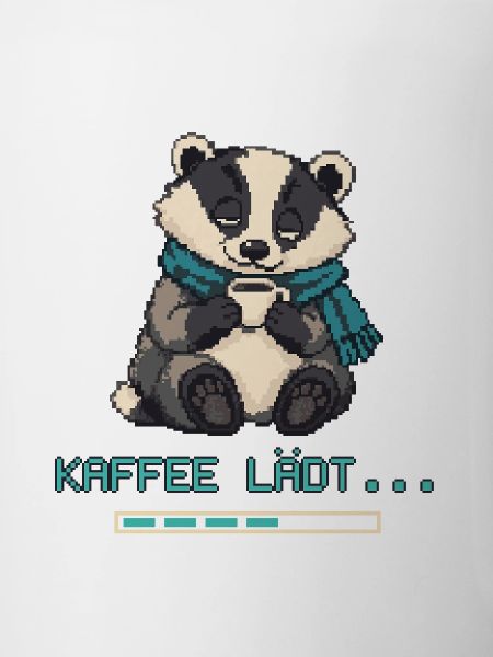 Dachs mit Kaffee Pixel Art