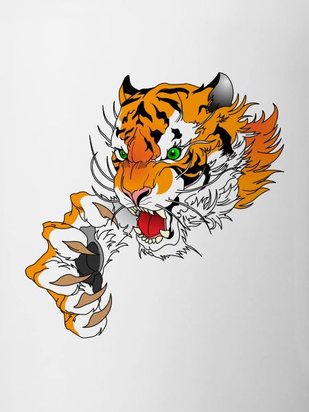 Tiger Kopf mit Pranke