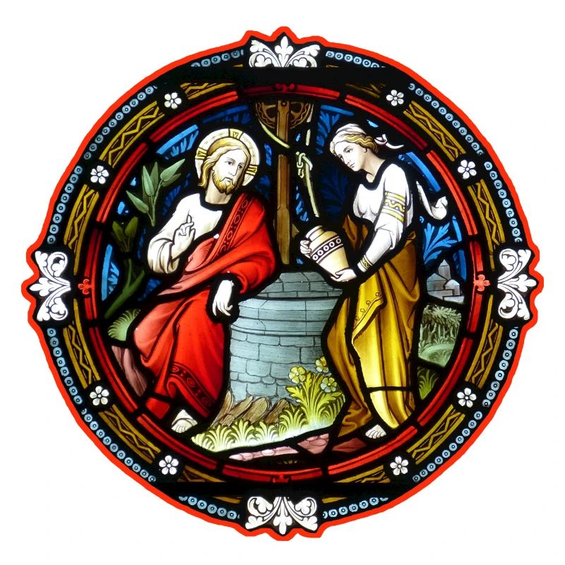 vitrail à la fontaine