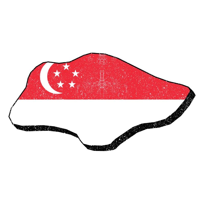 Singapour carte avec le drapeau de Singapour