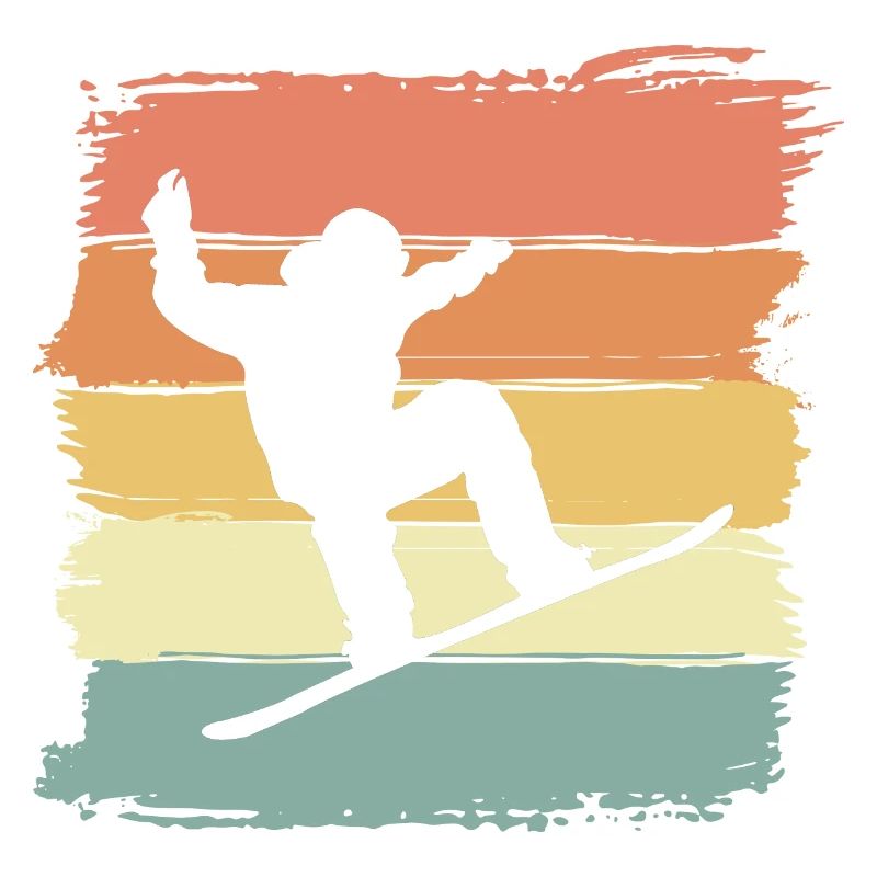 Snowboard avec snowboard rétro vintage