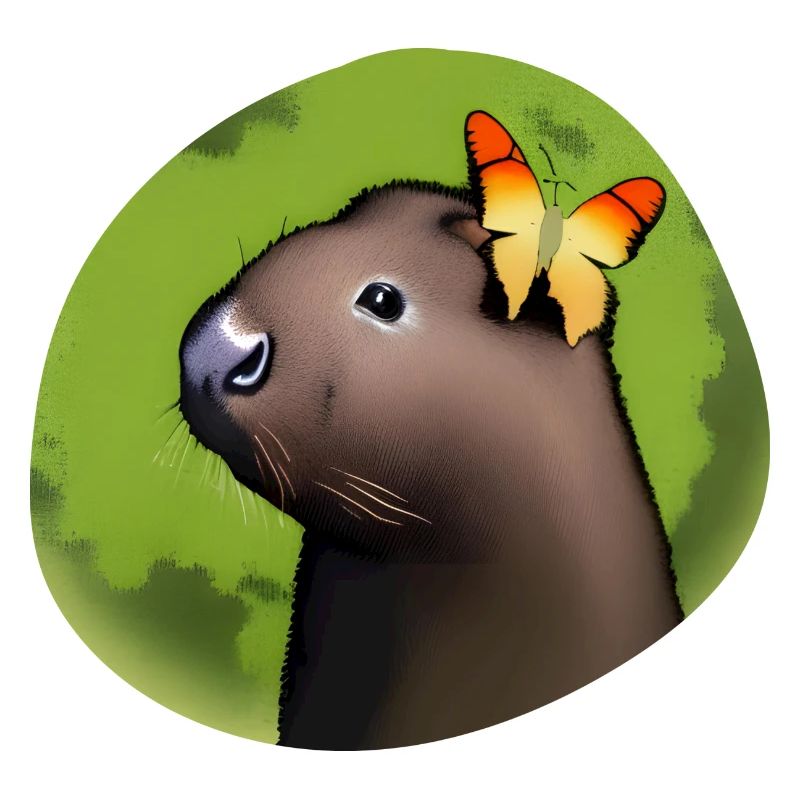 Petit capybara avec papillon