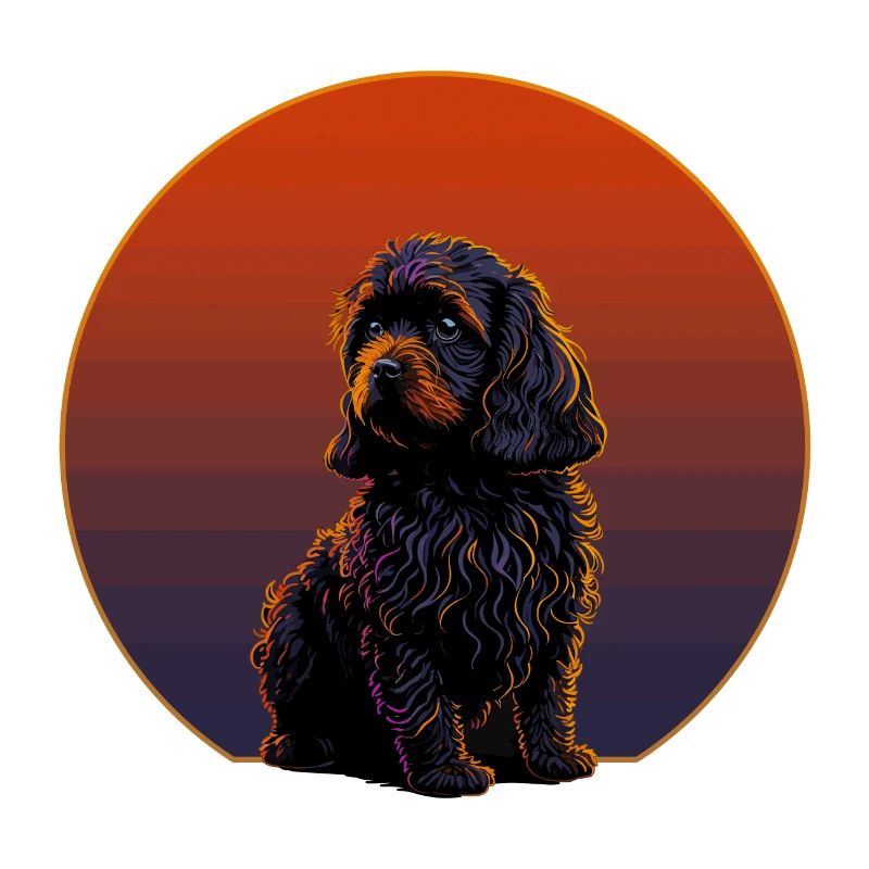 Coucher de soleil rétro Cavapoo