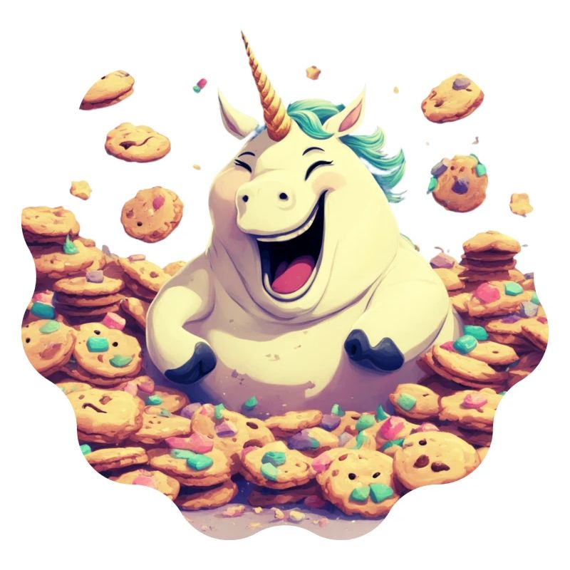 Dickes Einhorn feiert Keksparty