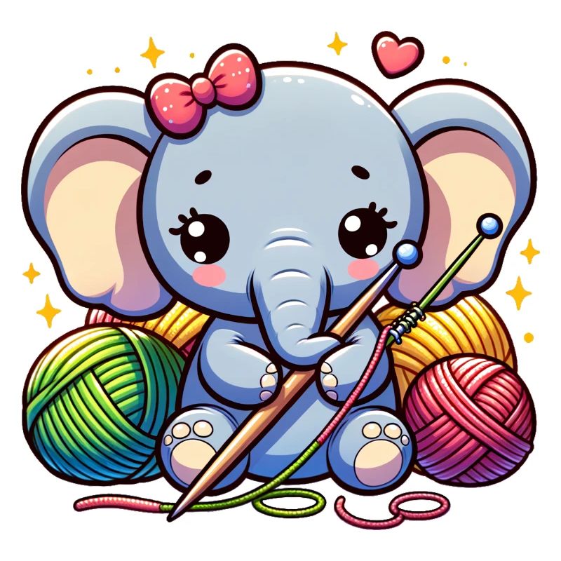 Elephant Knitting Snuggly Elephant Apparel Art