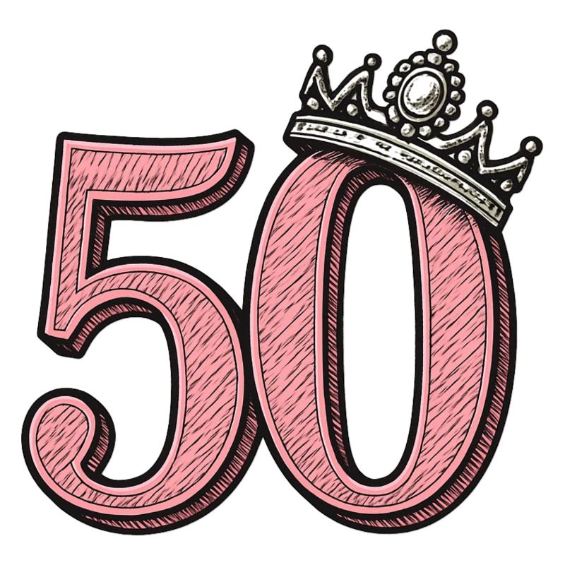 Pinke 50 mit Krone – Süßes Geburtstagsdesign