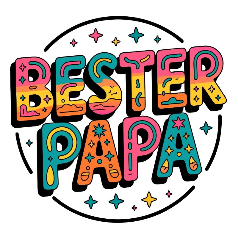 Bester Papa bunte Retro-Schrift