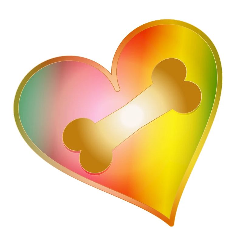 Rainbow Heart with Dog Bones