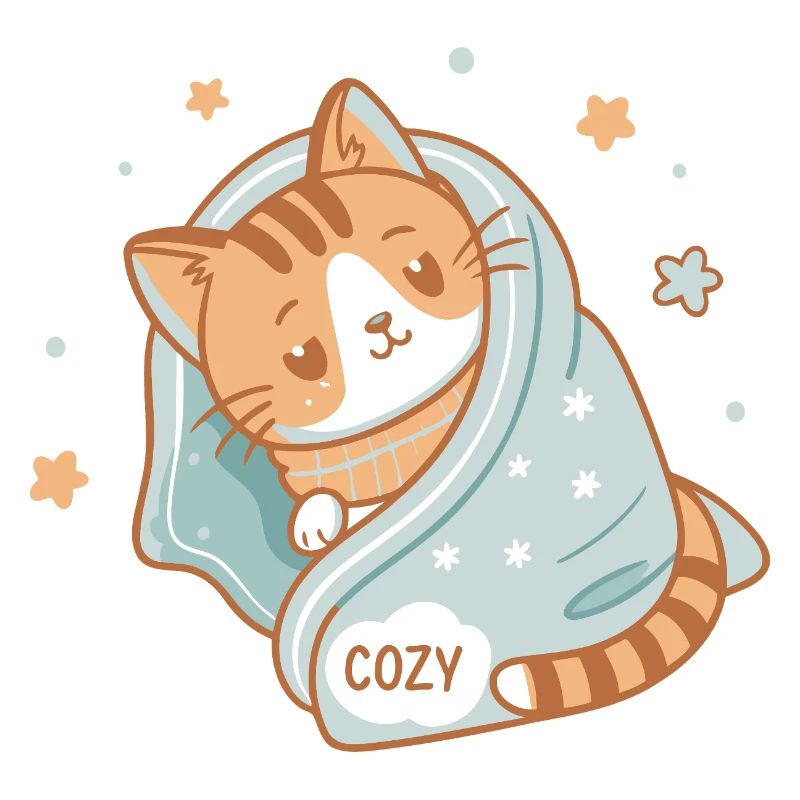 Cozy Cat Under Starry Blanket Cozy