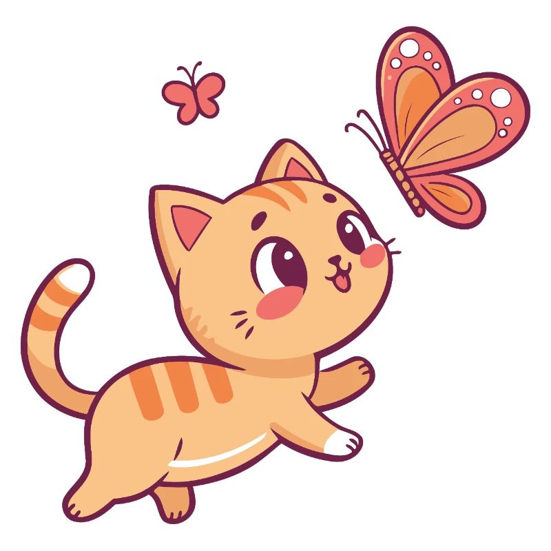 Chaton et Papillon en Joie