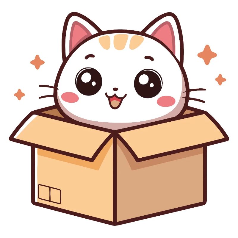 Kawaii cat in a box