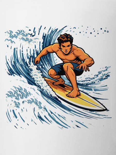 Surfer illustration on powerful wave