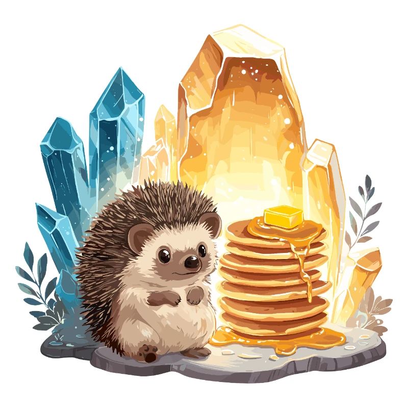 Hedgehog with pancakes in crystal cave